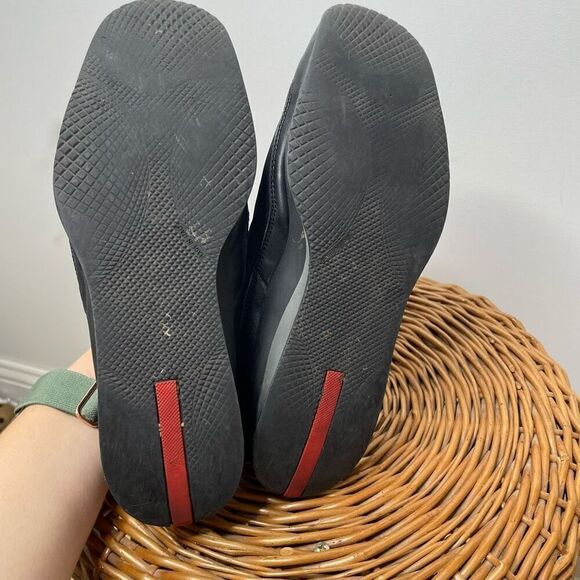 Prada Shoes‎ Black Metal Sneakers Suede Leather Rare Women's Shoes Size 7 Us 37 - Picture 8 of 10